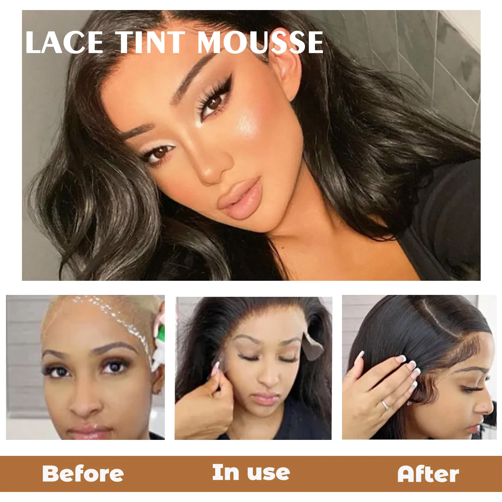 2024 best-selling lace wig foam private brand natural color easy control uniform color beautiful inside and outside mousse