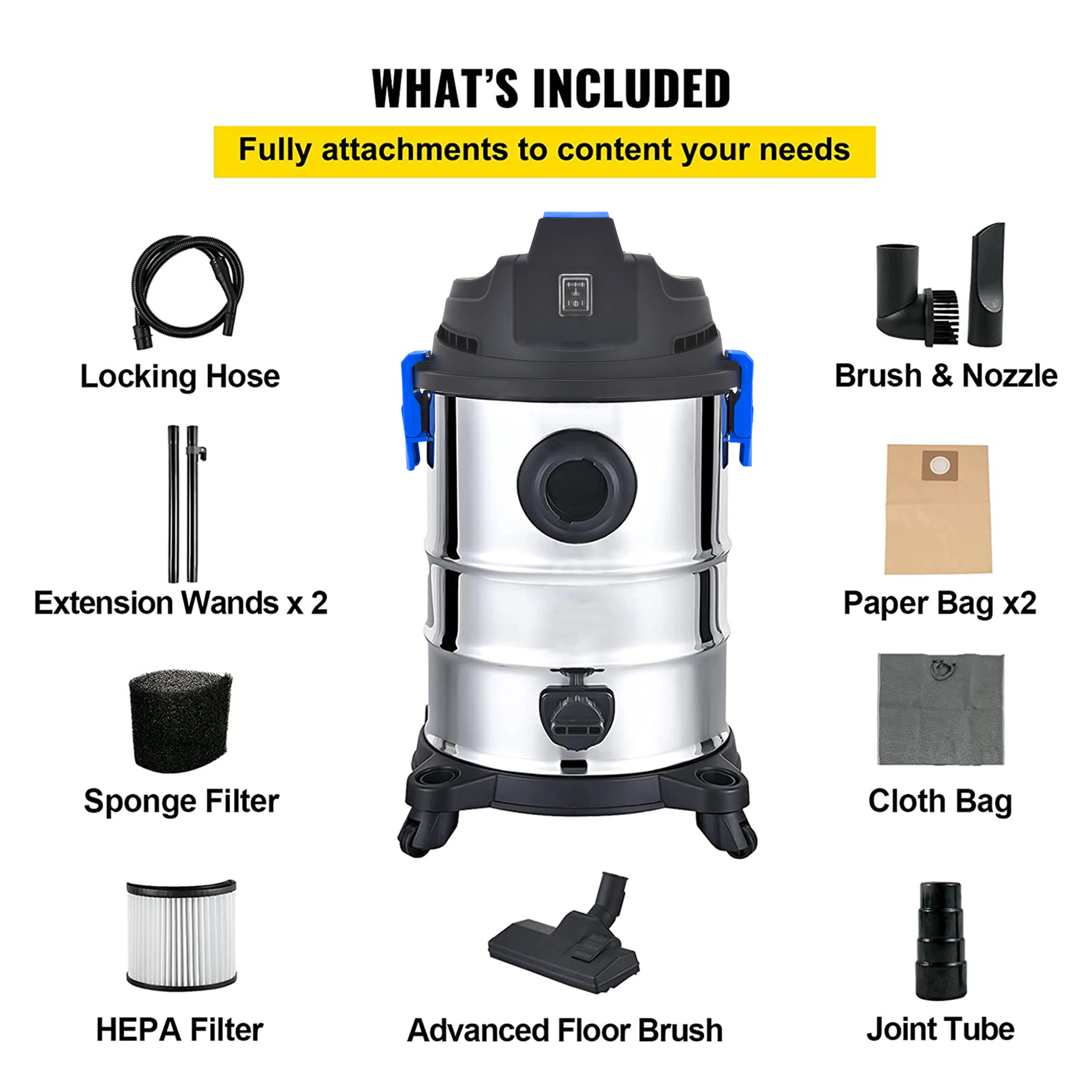 20L/30L 3 in 1 Aspirateur Vapeur Bagged Canister High Power Motor De Aspiradora Industrial Wet Dry Vacuum Cleaner