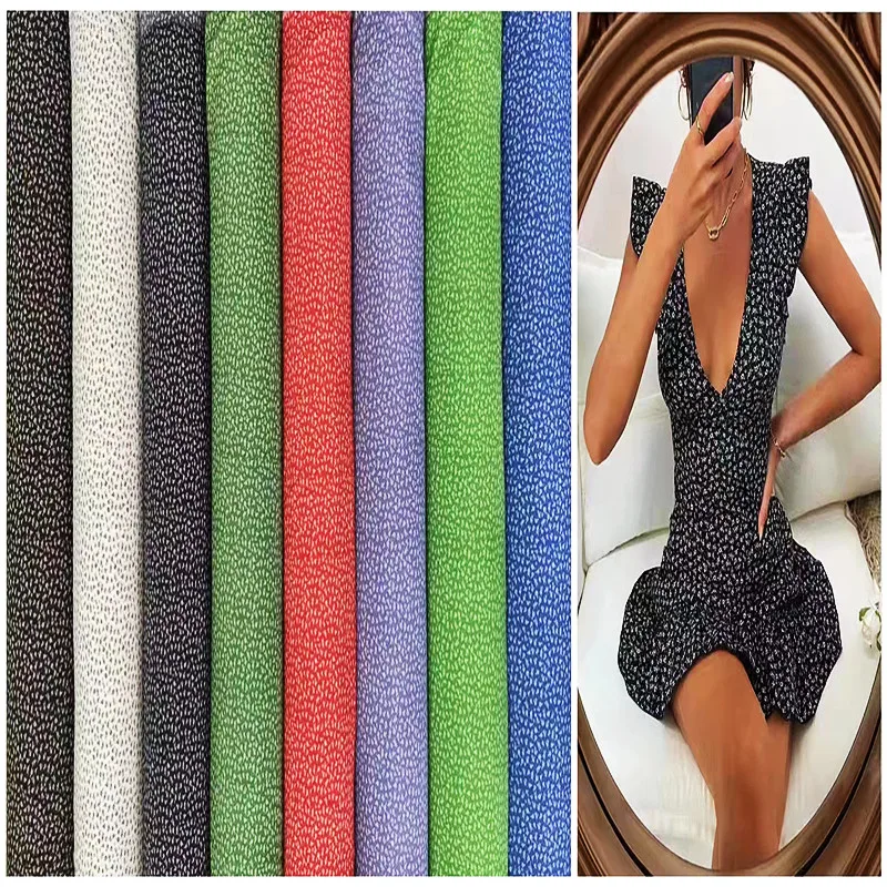 High Quality 100% Polyester Pleated Crepe Chiffon Fabric For Fashion Dress