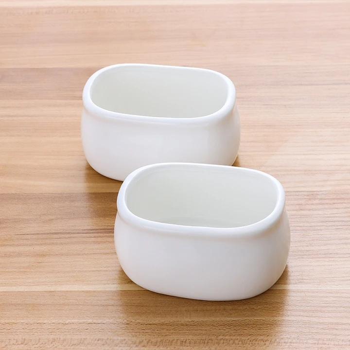 Oval White Ceramic Sugar Bowl 4-Inch Durable Porcelain Tableware for Weddings Restaurants Hotels and Parties