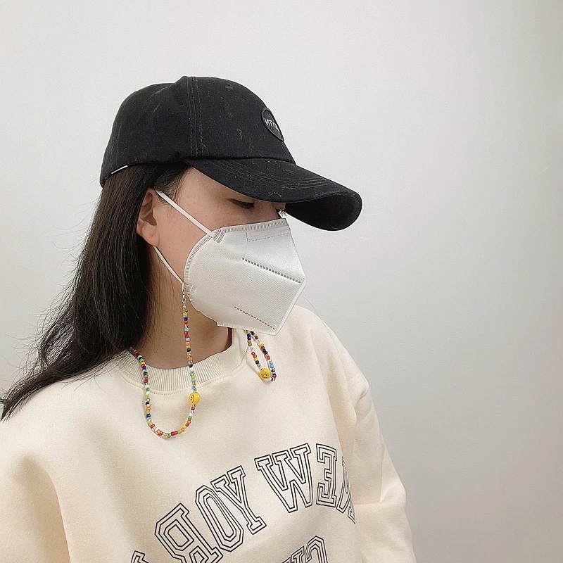 Цветные солнцезащитные очки со смайликом и бусинами, ремешки для очков, цепочка для очков, веревочные подвесные ремешки для маски на шею для женщин и девочек