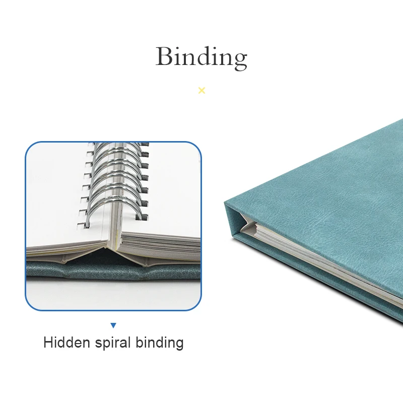 books magazines and publications Custom printing services concealed spiral journal notebook PU Leather cover hidden spiral book