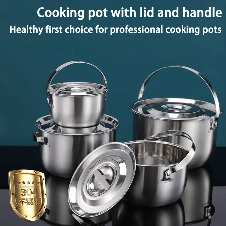 Stainless Steel Small Round Soup Pot With Lid For Cooking Vegetable Pot