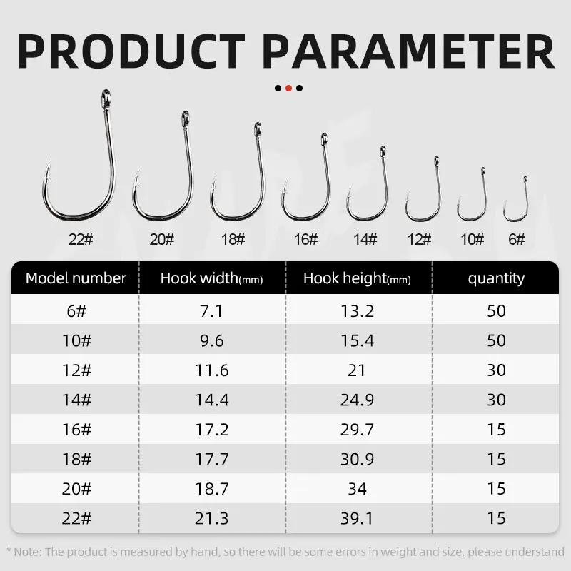 220pcs Fishing Hooks Set High Carbon Steel Strong Sharp Fishing Hooks with Barbs Freshwater Saltwater Fishing Tackle