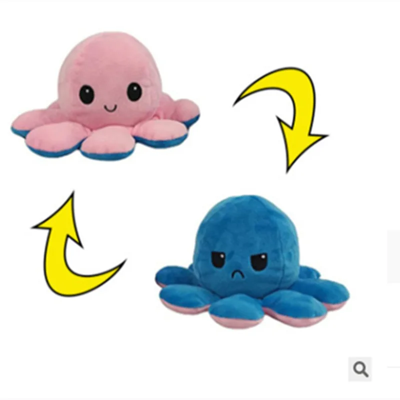 Double-Sided Reversible Plush Octopus Stuffed Toy Flip-Up Doll with Double Functionality Perfect Bear Accessory