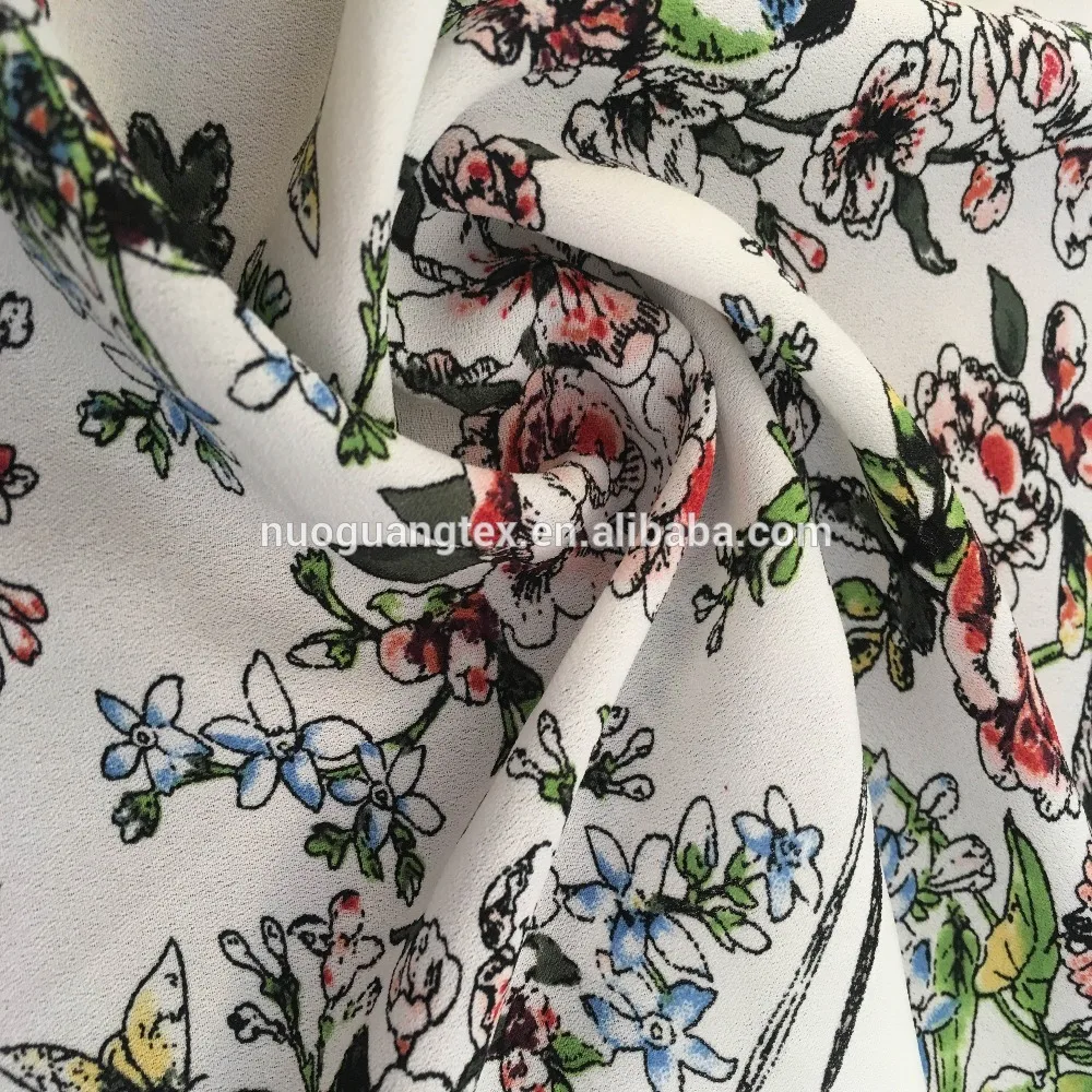 birds print design polyester dobby crepe /SS19 polyester printed dobby crepe /120GSM polyester printed moss crepe