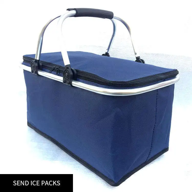 Customizable logo Waterproof Large Capacity Cooler Lunch Bag Storage Box Tote Insulated Thermal Picnic Basket