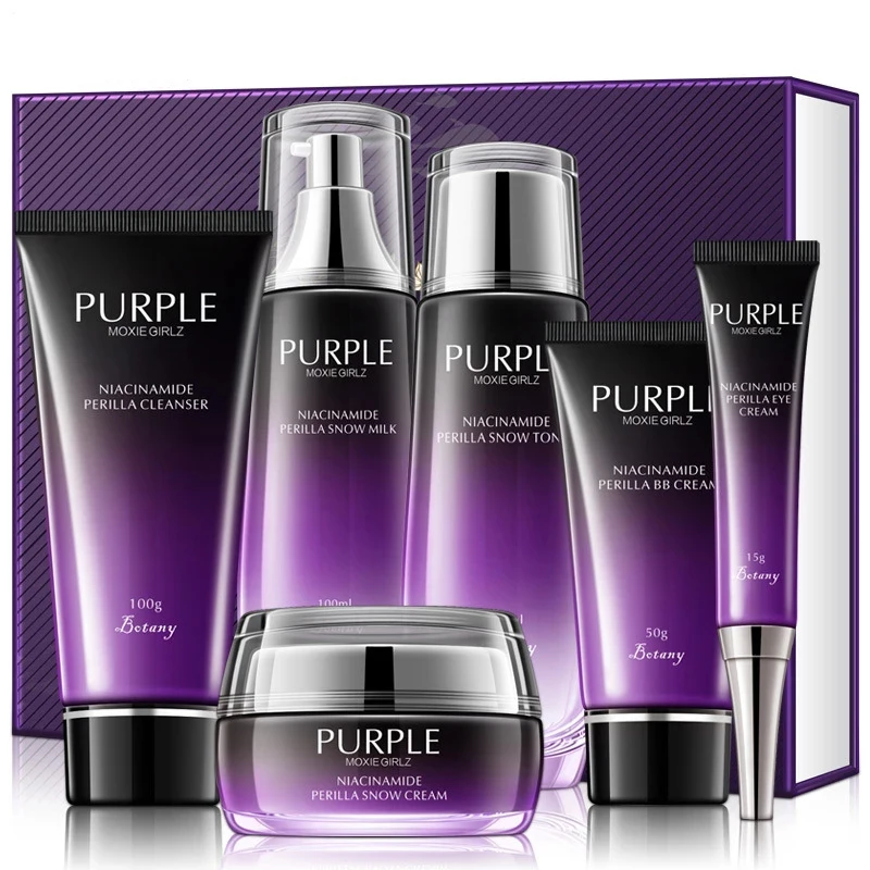 private label niacinamide purple perilla whitening facial set luxurious skin repairing whitening cream set