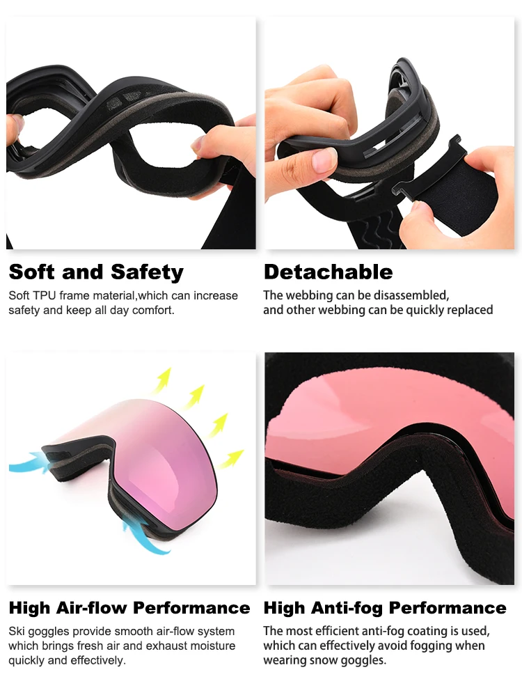 Factory Supplier Kids Snowboard Goggles for Boys Girls Youth Age 7-14 Children Custom Winter Snow Sports Skiing Goggles