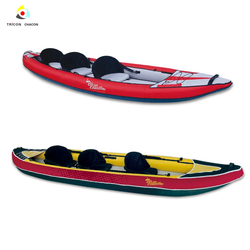 Directly selling multiple functions Various Color convenient to store and carry inflatable kayak 3 person