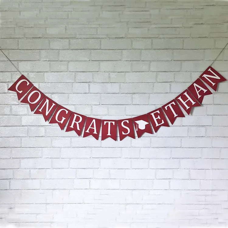 Custom congratuations handing paper party pennat flag dector banner for graduation