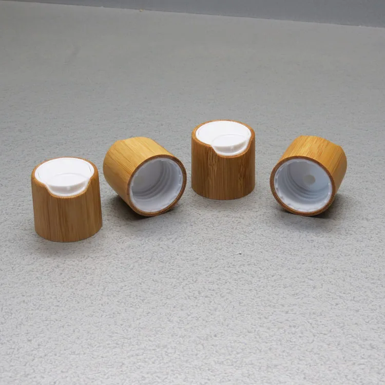 24/410 Nature bamboo shampoo squeezable plastic bottle 20/410 Ash  wooden lids disc top caps