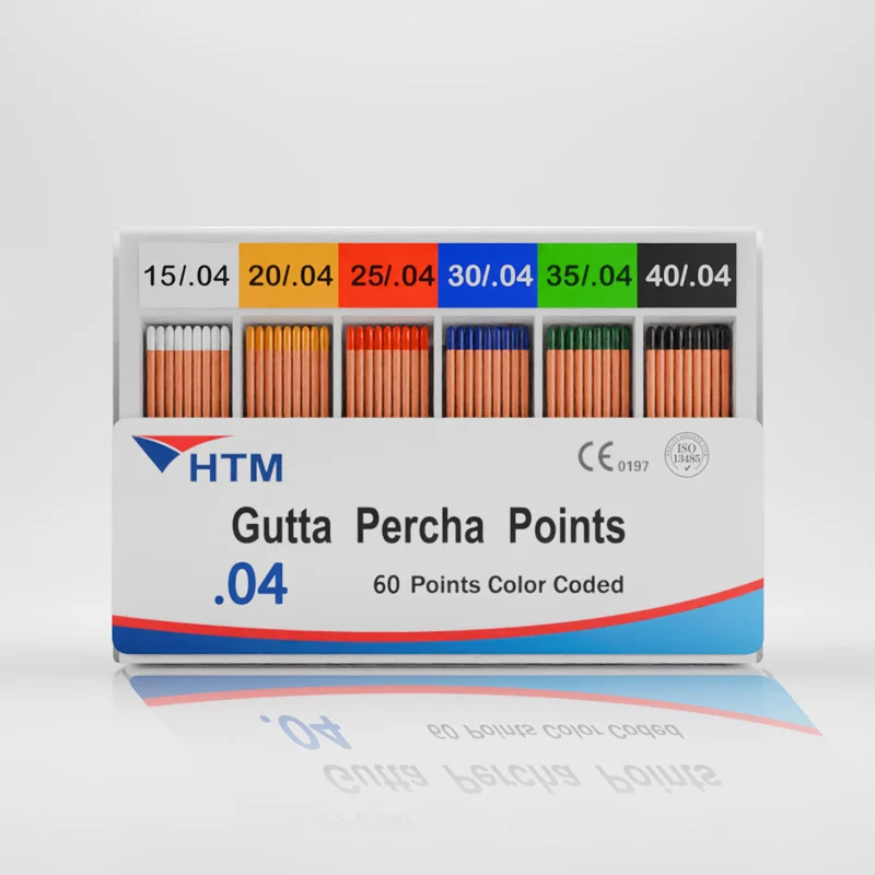HTM Dental Consumables Equipment OEM Custom Dental Material Dentist Accessories Dental Products 04 Taper GP Gutta Percha Points