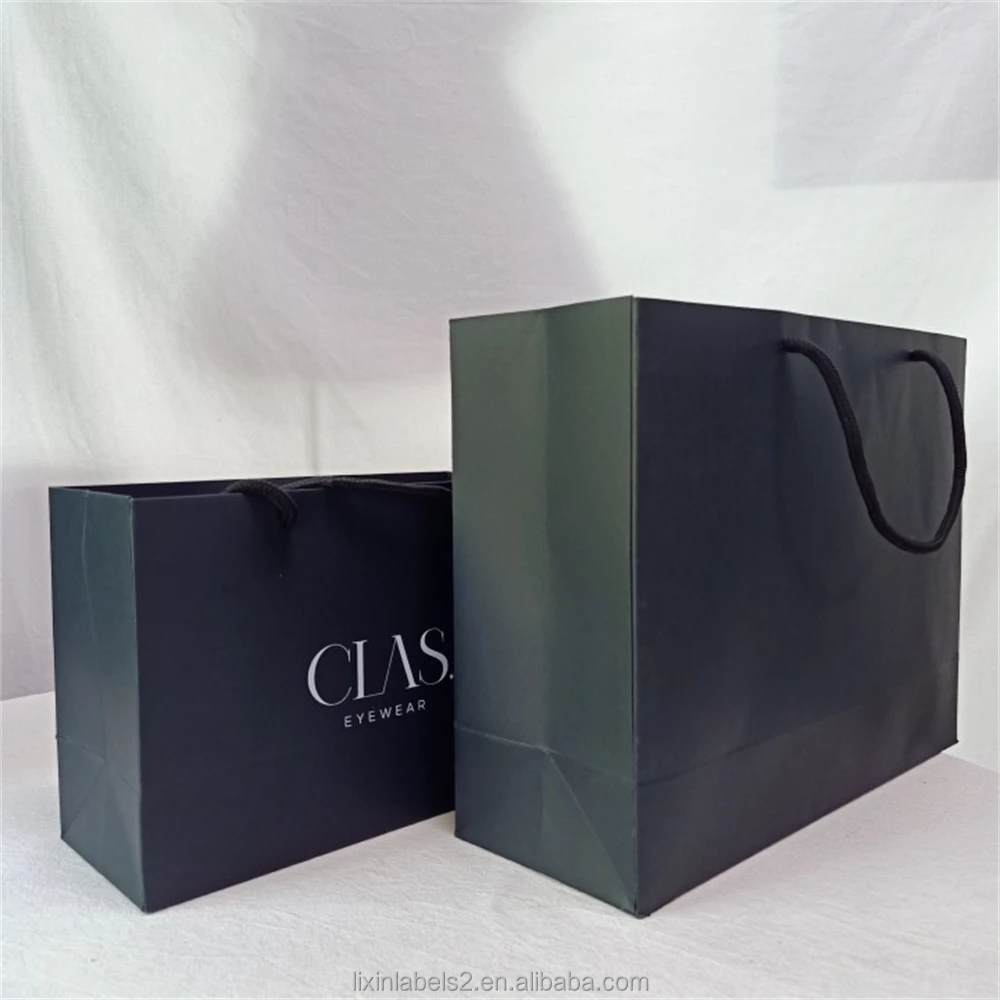 Черный бумажный мешок настраиваемый цифровой печати матовый с вашим собственным логотипом черная ламинированная бумага для Покупок Подарок