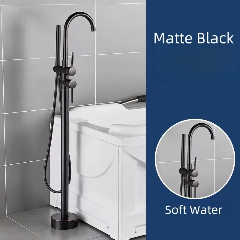 Hot Selling Elegant Design Brass Free Standing Tub Faucet With Hand Shower Chrome Plating Floor Mounted Bathtub Faucet
