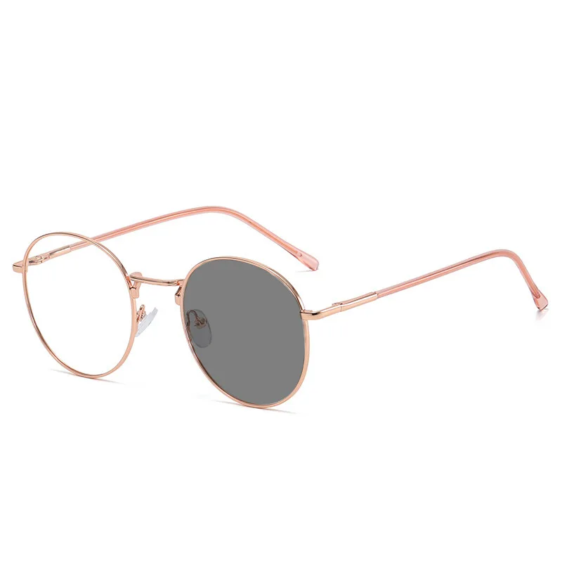 New Fashion Metal Retro Lightweight Round Frame Anti Blue Light Color-Changing Glasses