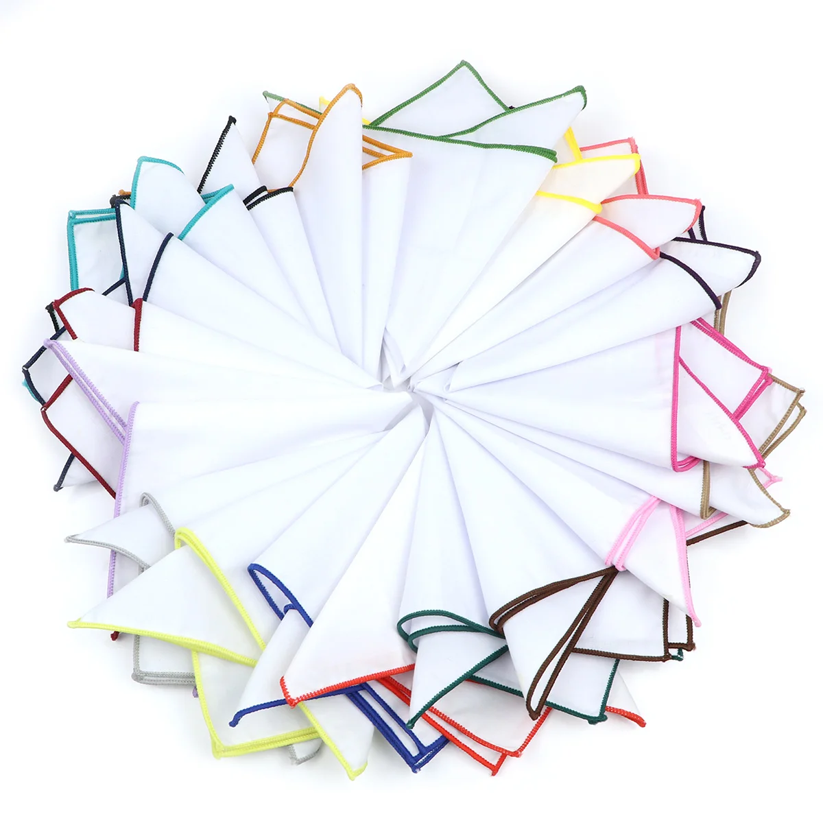 Модный Мужской Хлопковый белый носовой платок с цветным ободом Карманный Квадратный Платок для мужчин женщин для вечеринки свадьбы костюмы для жениха карманные носы