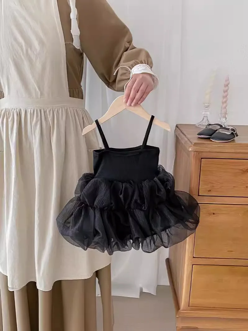 Baby dress Summer sleeveless slip dress Knit patchwork mesh for baby girls cute puffy princess dress newborn baby clothes