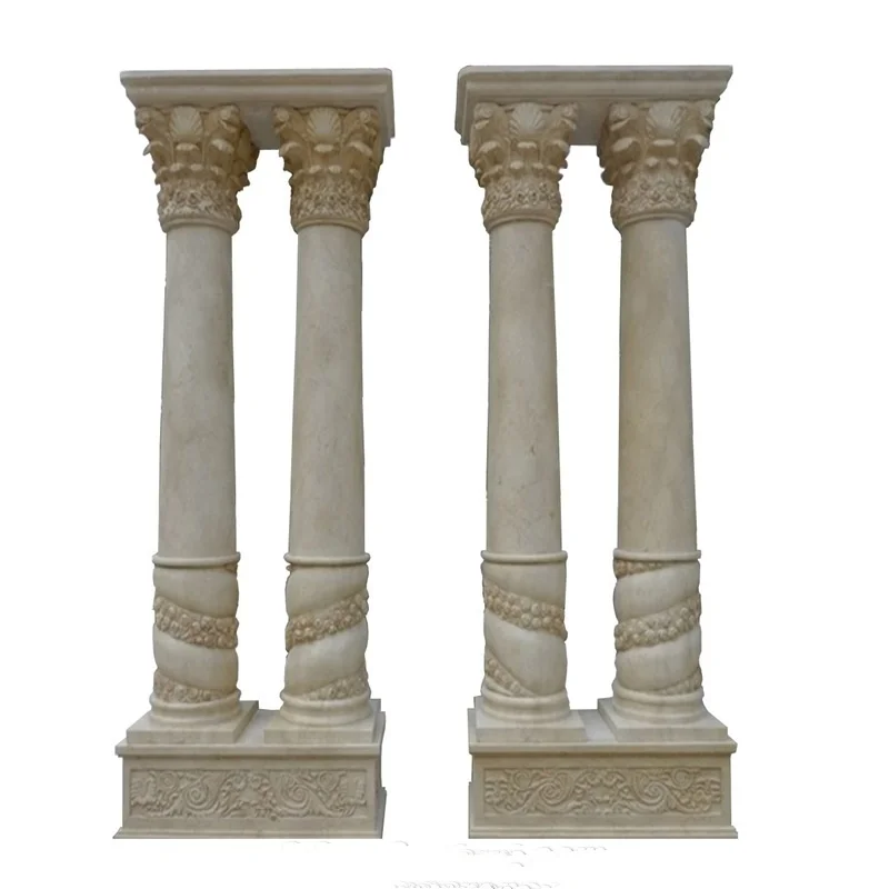 Shengye Big Size Roman Column Pillar Natural Marble Outdoor Decoration Hand Carved High Quality