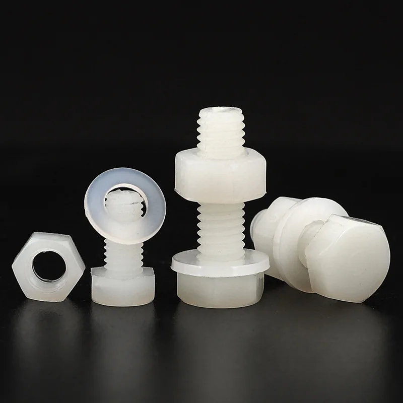 Nylon bolt and nylon nut M3-M12 DIN933 & DIN934 plastic bolts and nuts with high quality plastic bolt nylon screw