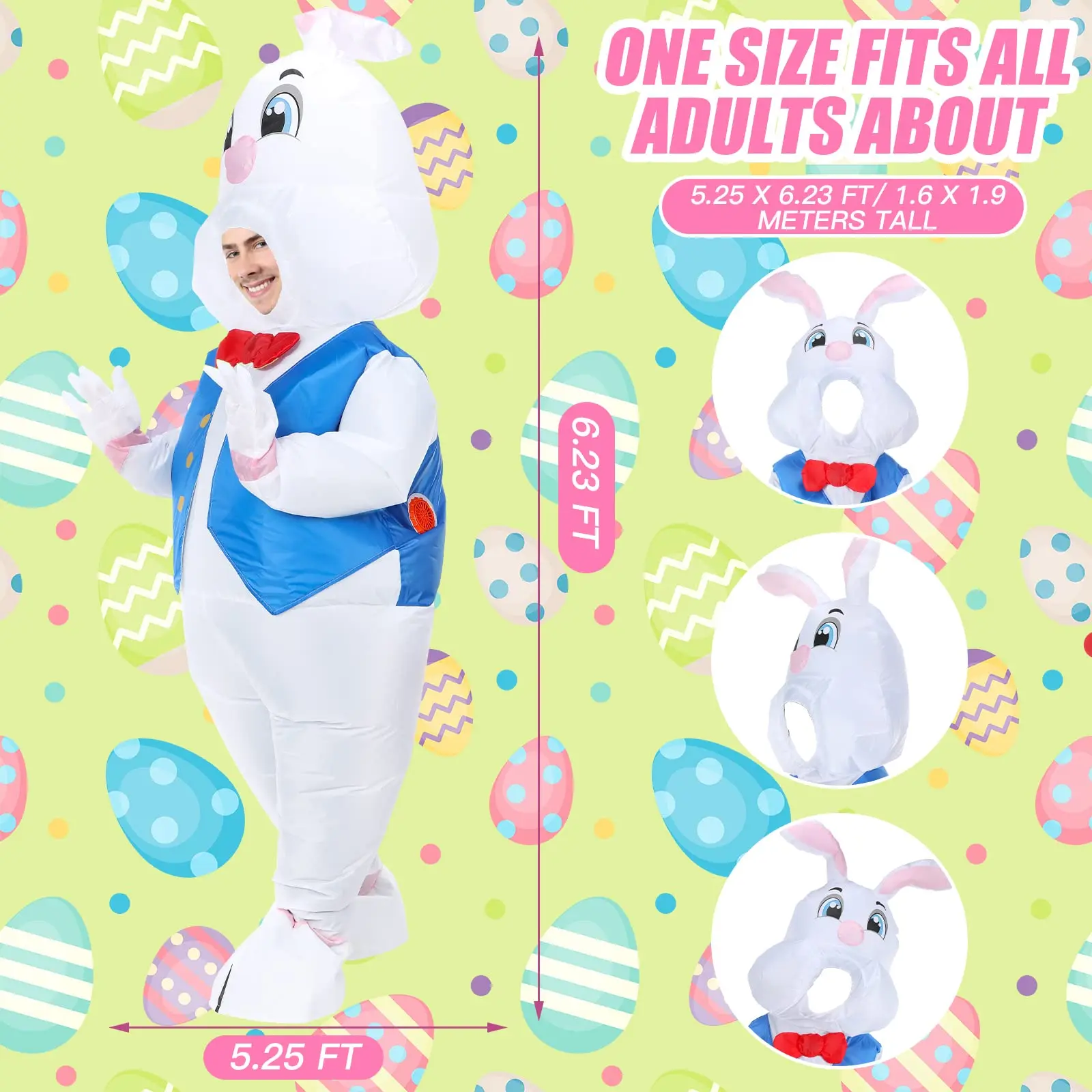 Wholesale Full Body Waterprtoof Free Size Happy Easter Rabbit Inflatable Costume