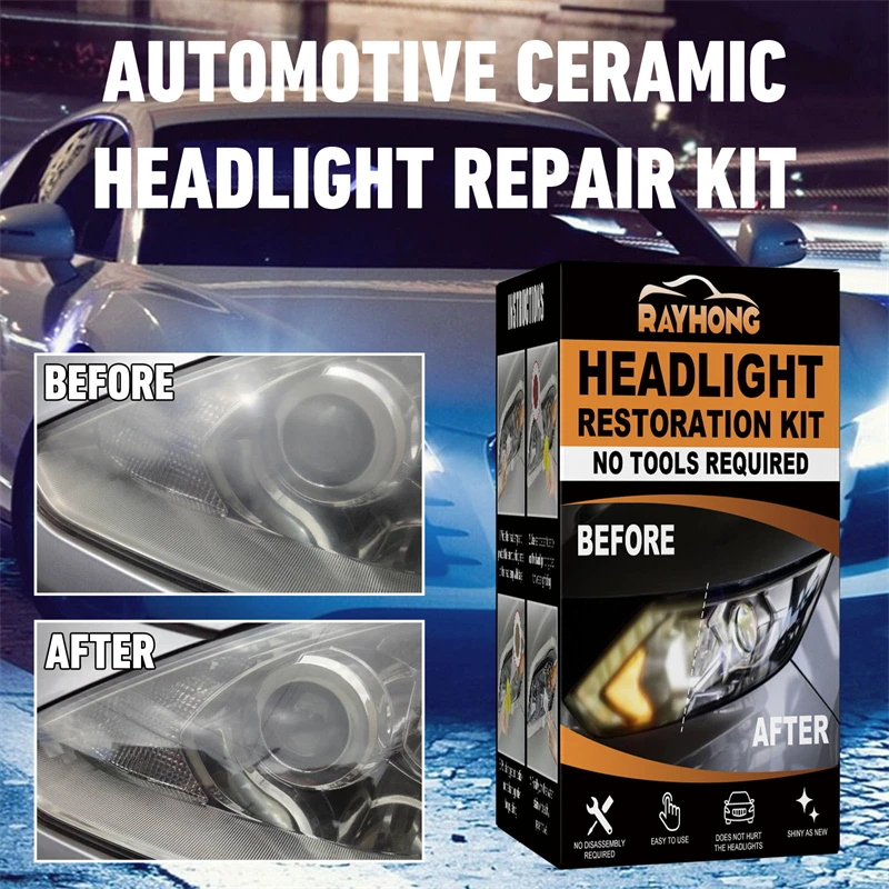 Rayhong car headlight restoration kit yellow blurry oxidated headlight repair kit scratches repairing set for car headlight