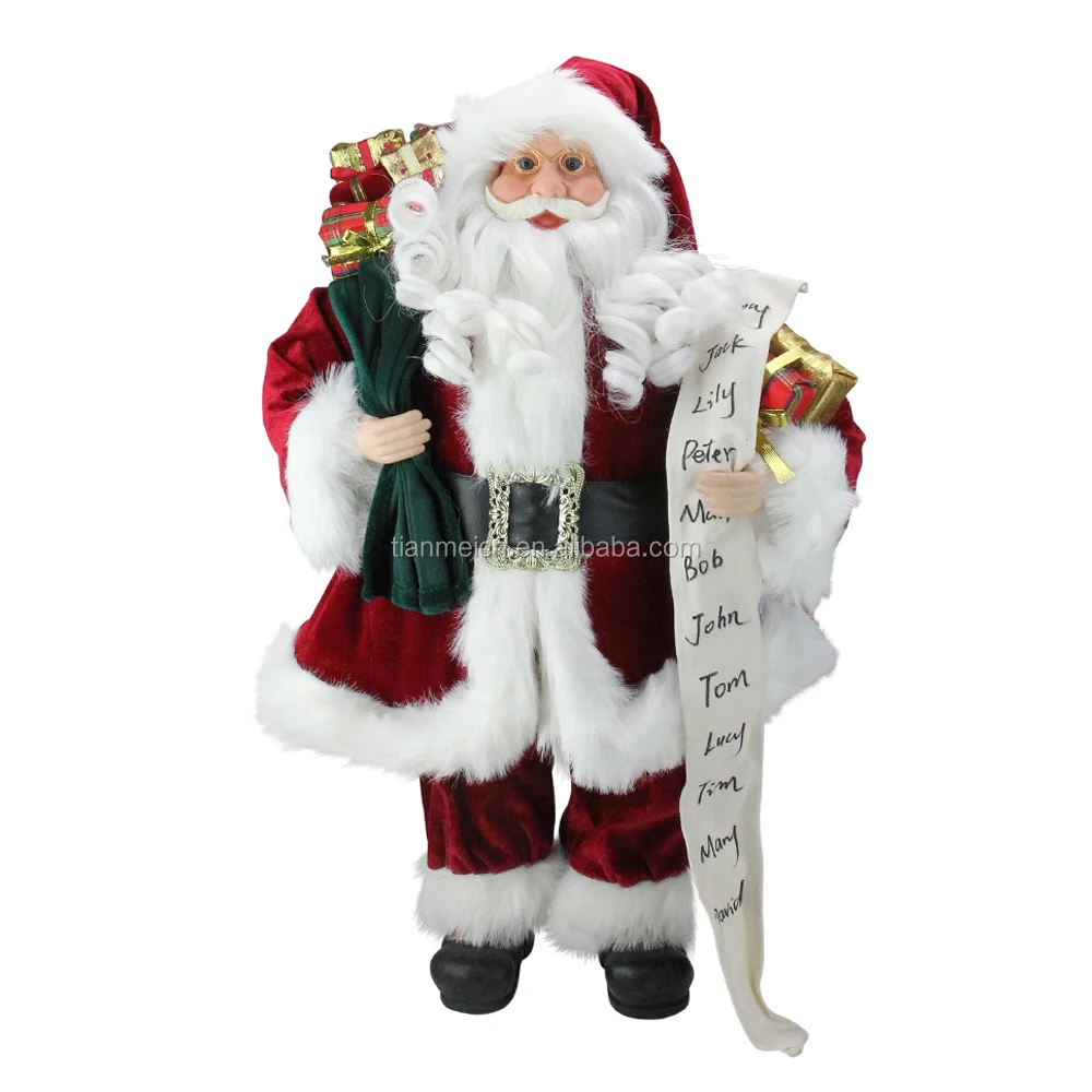 
30~110cm Christmas Standing Santa Claus with name list Ornament Decoration Traditional Holiday Figurine Collection Xmas series 