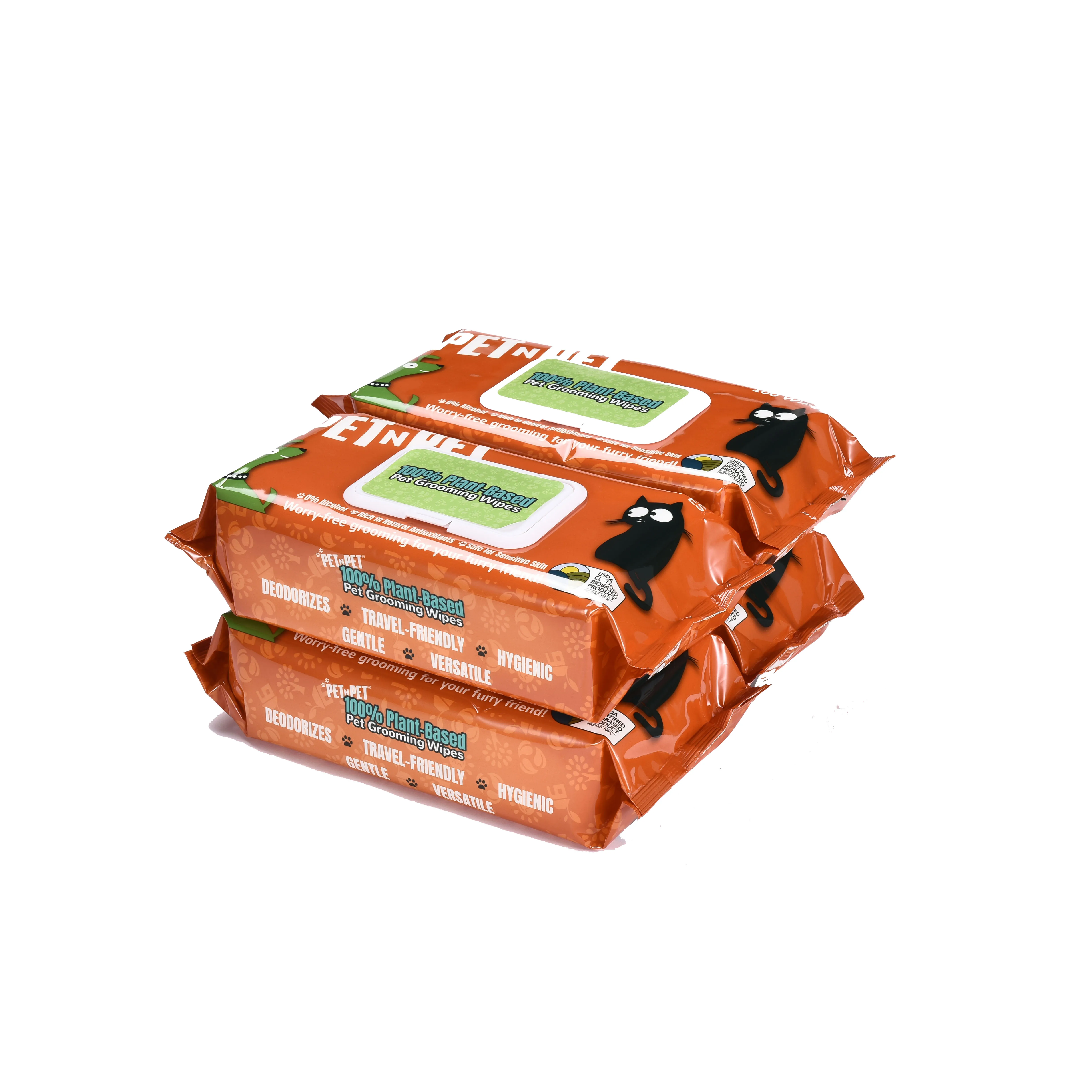 Custom Logo Disposable Pet Cleaning Wipes Private Label Biodegradable Pet Grooming Sets Wet Wipes For Dogs And Cats