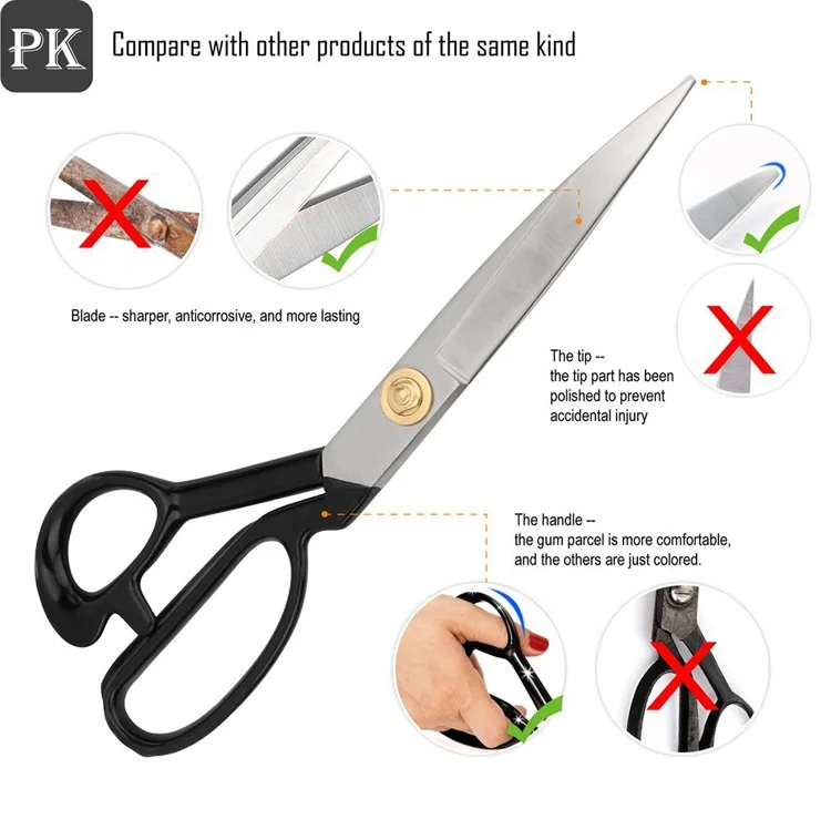 Heavy Duty Fabric Scissors ,plastic handle tailor scissor for Home Office Artists Dressmakers