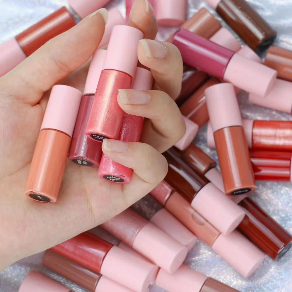 Korean Magic Glossy Lip Tint Matte Clear Lipgloss Pigment Private Label Pink Lip Gloss Organic Liquid Lipstick Set