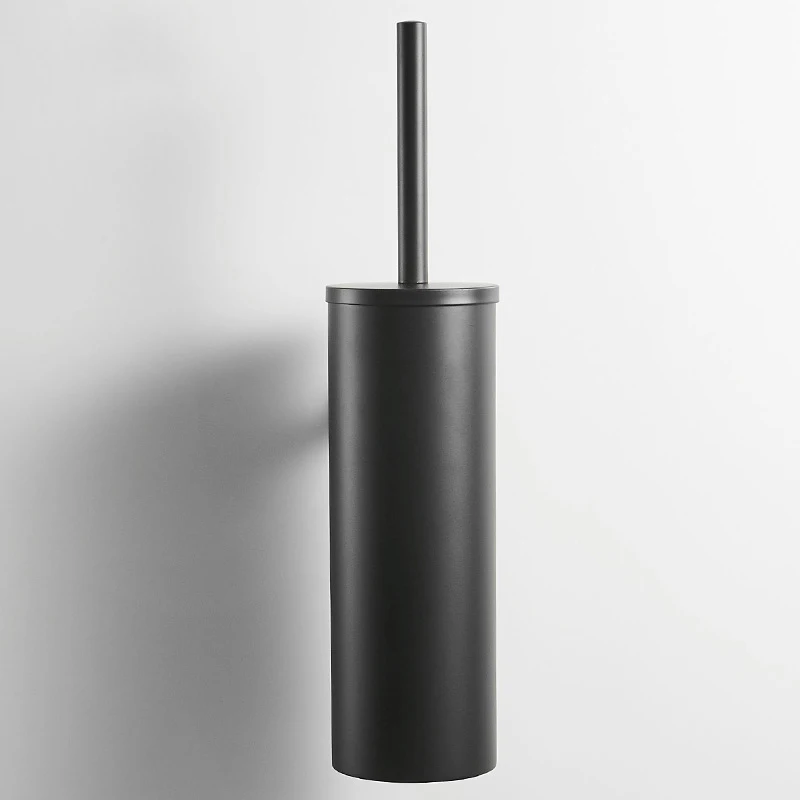 wall mounted stainless steel  Matte Black metal toilet brush holder set