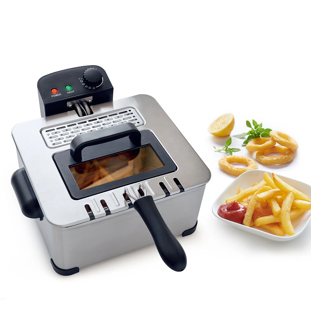 4L Visible Window and stainless steel housing electric oil deep fat fryer Non Stick Coating Use Oil Deep Fryer