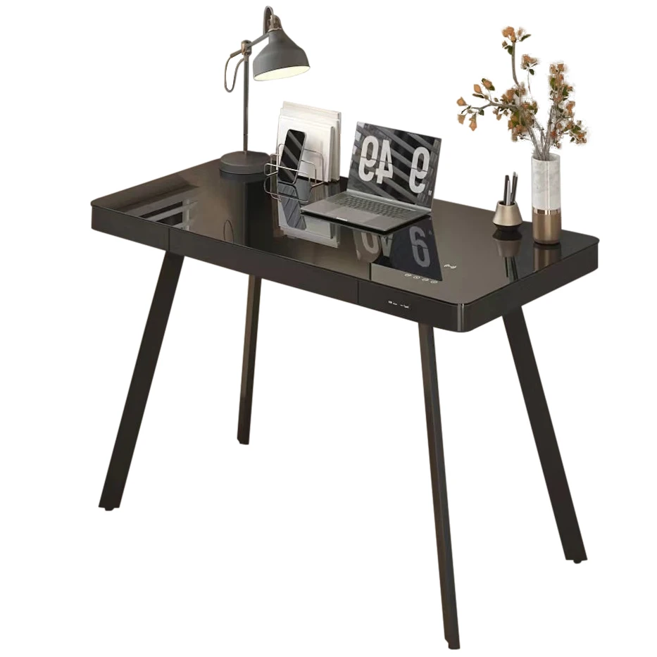 Smart Desk For Home Office Building Audio Glass Desktop Furniture Table With Wireless Charging Bluetooth Stereo Computer Desk