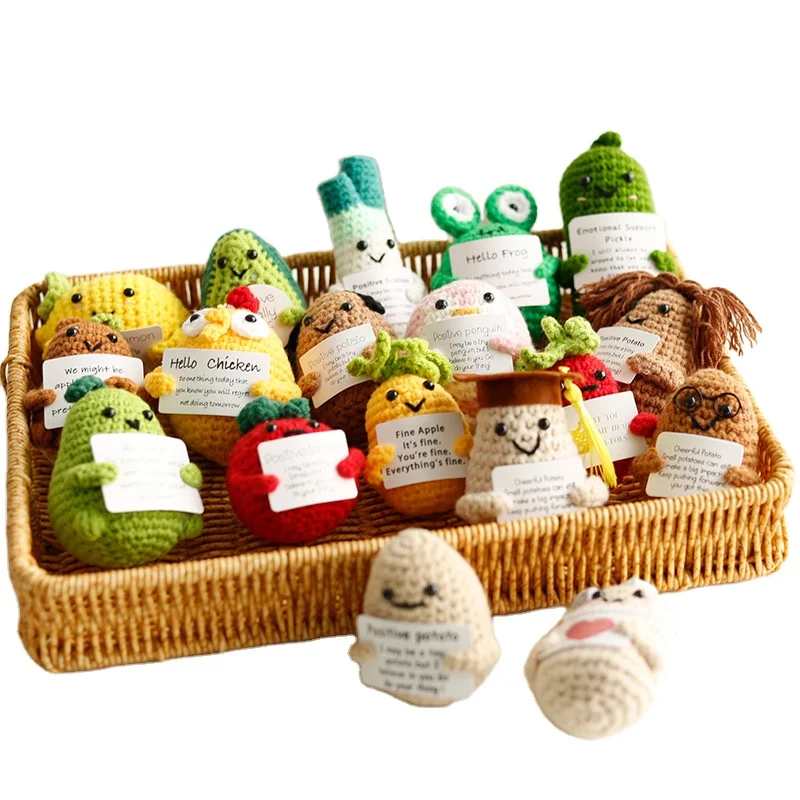 Маленькая Детская Вязаная Мягкая вязаная животная амигуруми держащая открытку плетенка мягкие овощи