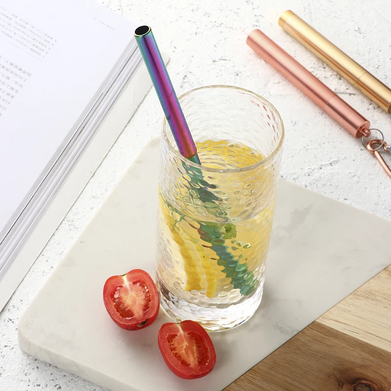 Телескопическая из нержавеющей стали соломенная Складная Bubble Tea/металлические