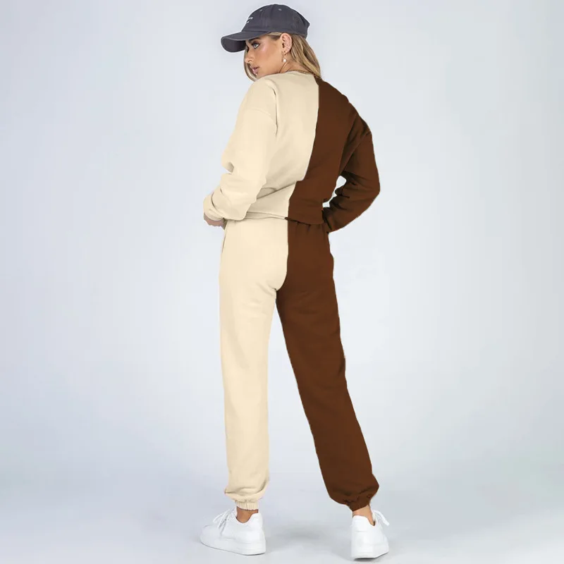 Tracksuit 2024Ladies Color Block Crewneck Sweatshirt Sweatpants Blank Sweatsuits Joggers Pants Two Piece Pants Set