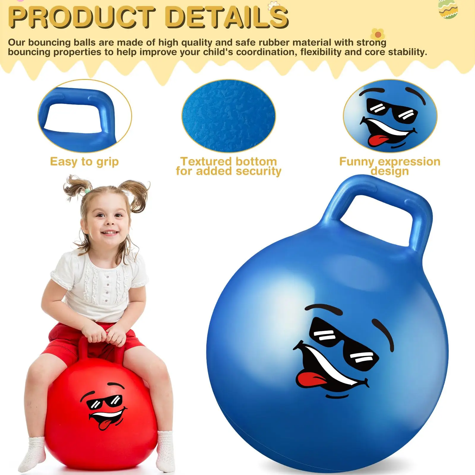 High Quality Kids Hopper Ball With Handle Inflatable Bouncing Space Skippy Hopper Jumping Toys Ball