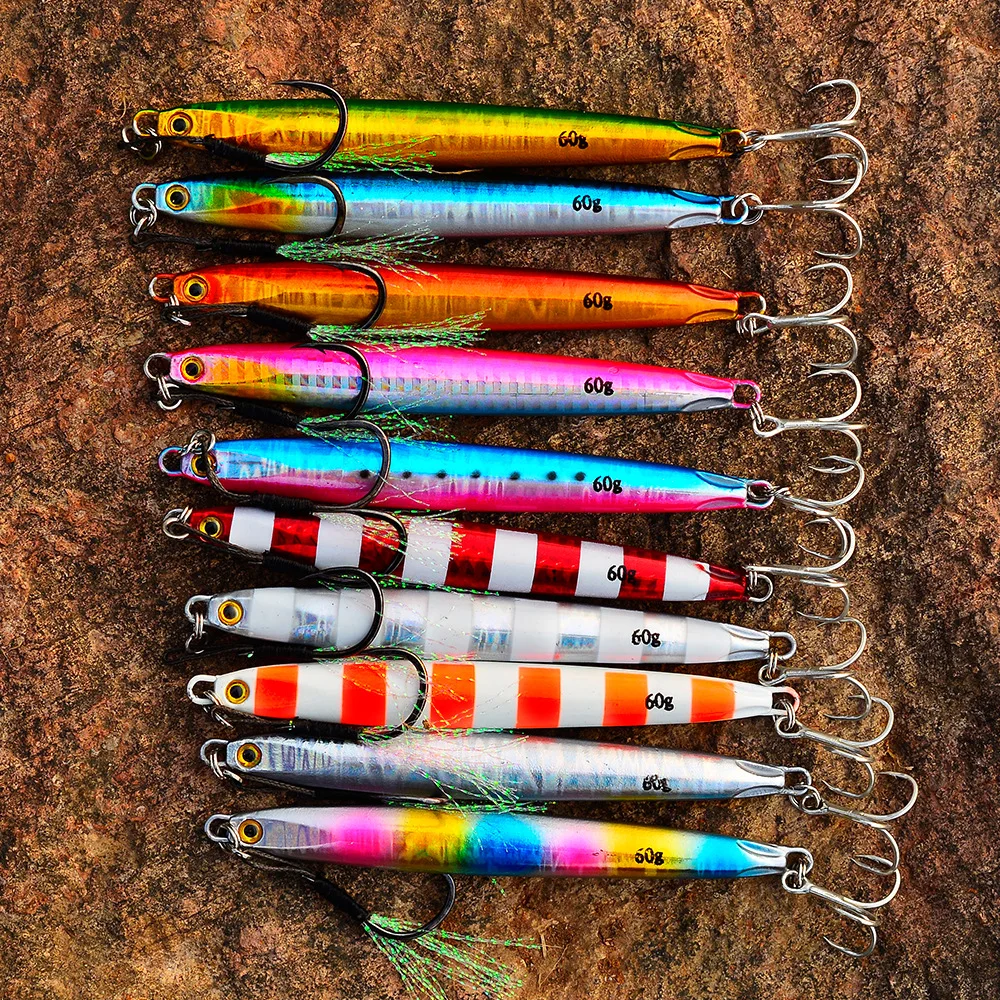 2022 New 10g 20g 30g 40g 60g xig duo Luminous Long Casting Lead Fish Metal hooks saltwater Fishing shore jigging lure with hooks