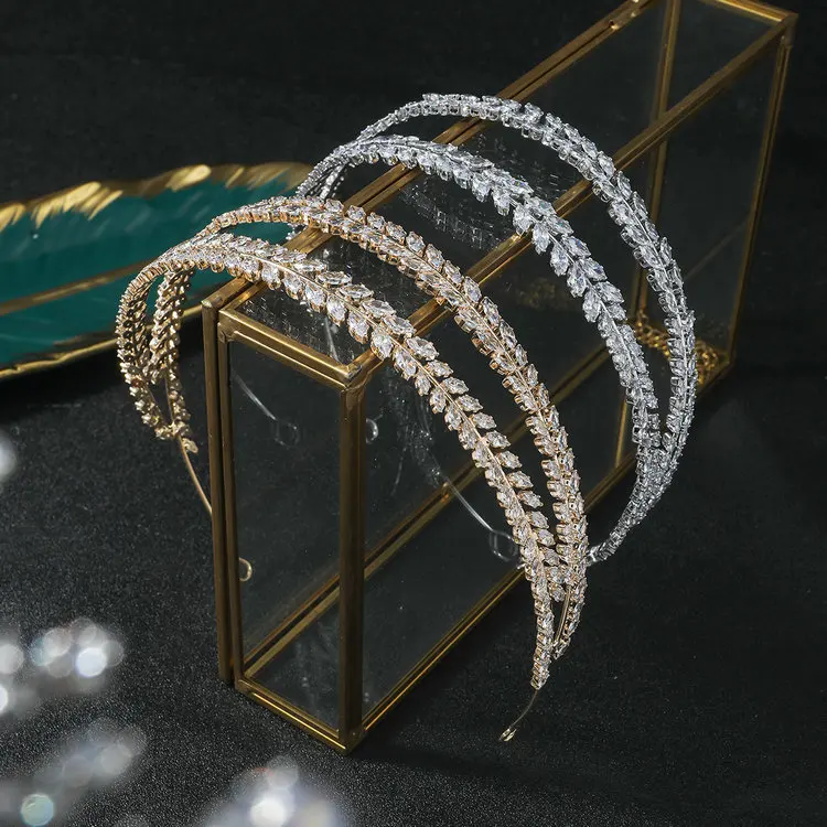Factory directly sales summer new zircon hairband Amazon cross-border explosive gold and silver headband wedding tiara