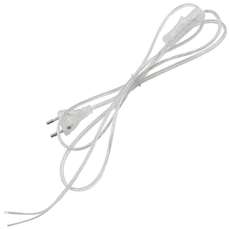 Hagood 2 line Cable 1.8m On Off Power Cord For LED Lamp with Button switch EU/US Plug Light Switching Transparent Wire Extension