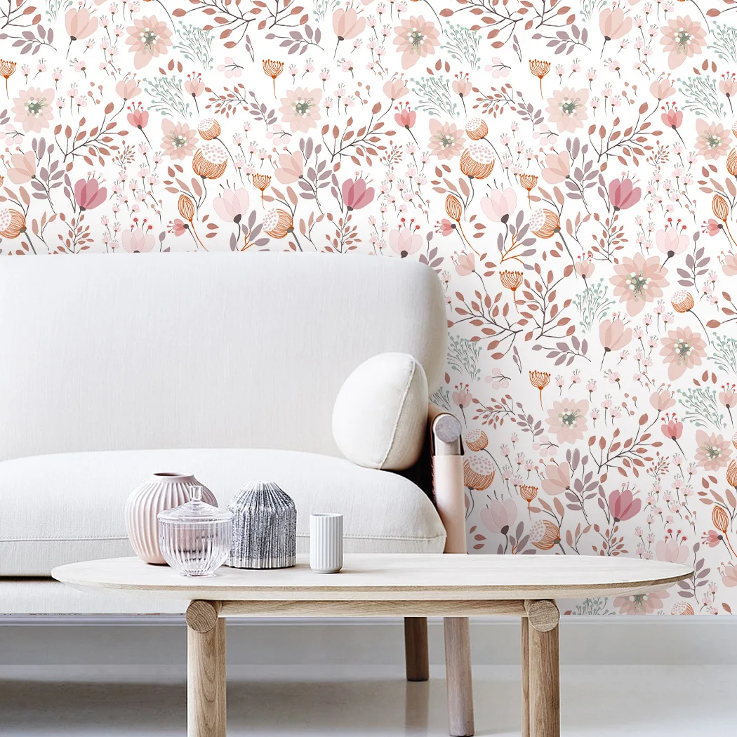 Watercolor Flower Botanical Wallpaper Peel and Stick Flower Wallpaper Removable Botanical Floral Wallpaper