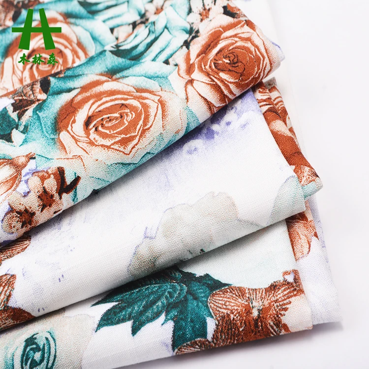 Mulinsen Textile Plain Dyed Woven Bamboo Imitation Digital 30s Rayon Viscose Challis Fabric