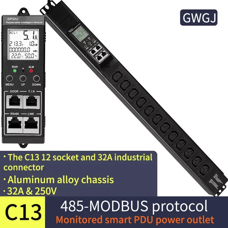 Data Server Network 1.5U intelligent monitoring type PDU power socket 12-bit C13 jack 32A input 485Modbus-RTU protocol