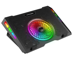 Gaming Rainbow lights RGB notebook cooling pad ergonomic stand with 5 fans 2 USB port Roller switch support OEM ODM Spot stock