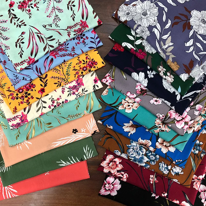 wholesale custom baati somali plain viscose challis Spun rayon flower printed fabric 100% rayon for dress