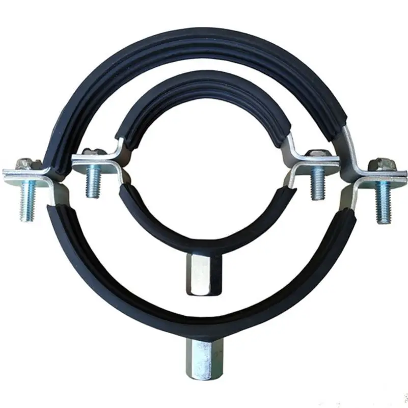 Heavy Duty Pipe Clamp With Rubber Reinforced Rib Professional Hanging Galvanized Hose Clamp Metal Aligne Pipe Clamps
