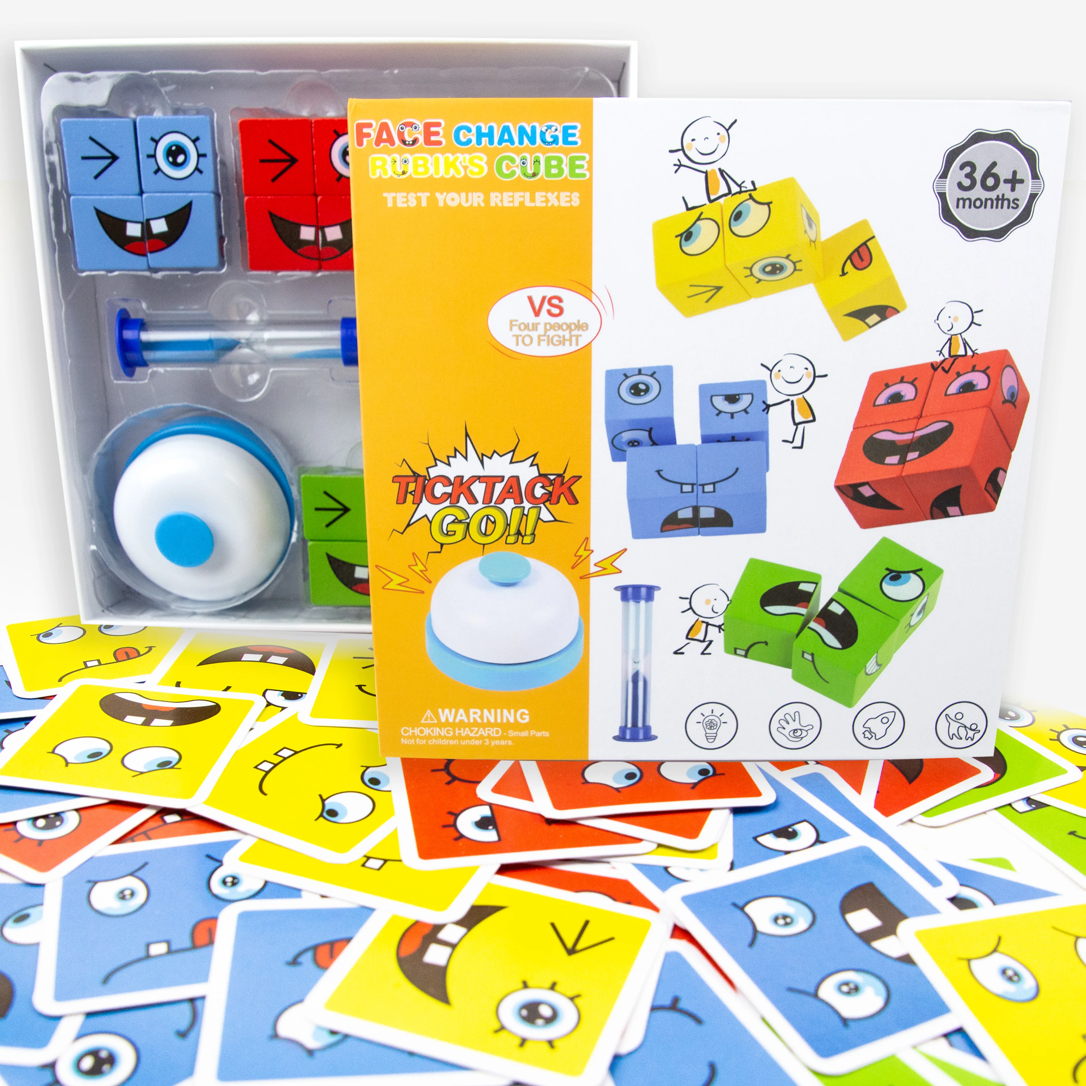 Cartoon Wooden Face Changing Cube Magic Building Blocks Game Montessori Toys 3D Puzzle Cube for Children