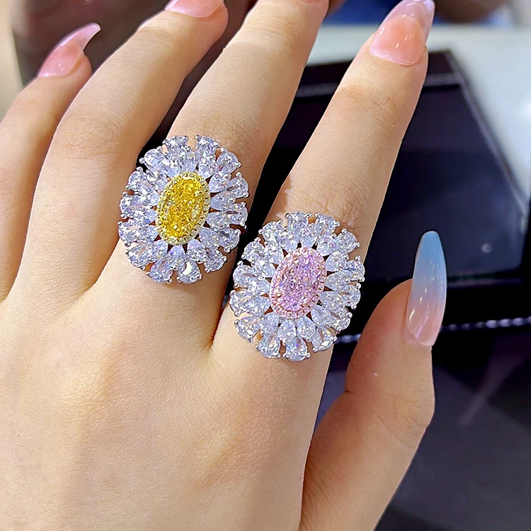 Роскошные ювелирные изделия с фианитом, кольцо из стерлингового серебра 925 пробы с крупным камнем