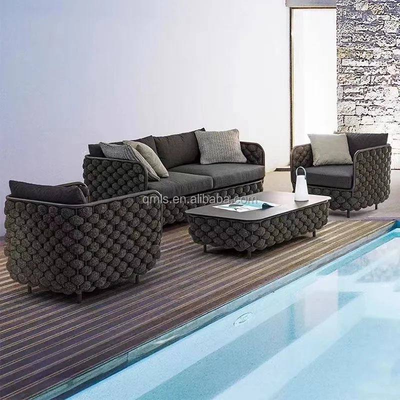 Garden sets  European and American  rattan outdoor furniture with waterproof seat cushion,  color, customizable