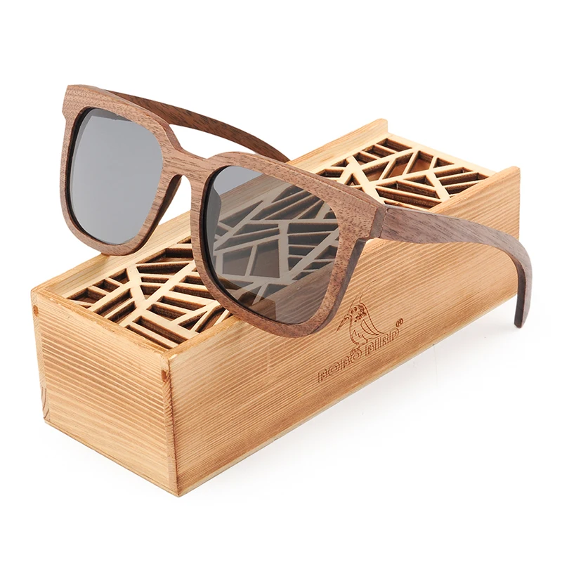 BOBO BIRD Hot Sale Sports Glasses Mens Sunglasses bamboo Sunglasses Wooden Box Polarized Sunglasses on with Luxury Gift